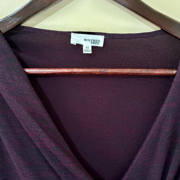 Wilfred| Aritzia| ‘Klum’ Burgundy Space Dye Faux Wrap  Dress Size XS - Picture 3 of 9